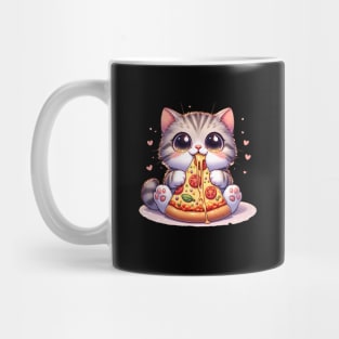 Kawaii Cat eating a slice of Pizza Mug